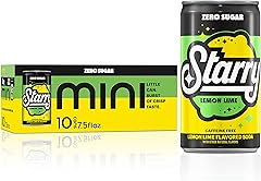 Starry Zero Sugar Lemon Lime Soda, sin cafeína, mini latas, 7.5 onzas (paquete de 10)