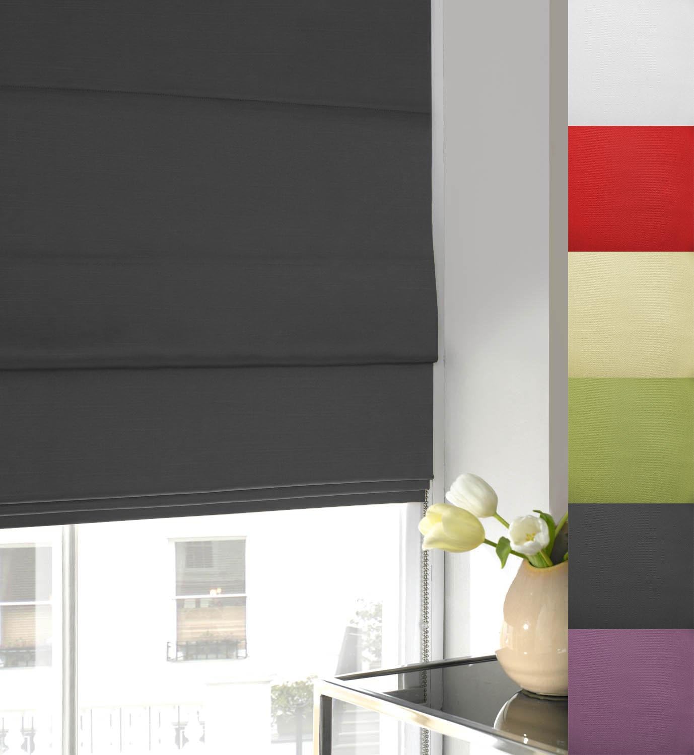 Twill Roman Blind [Black, 45cm x 135cm]