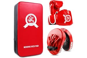 SEISSO Boxing Kick Pads Punching Mitts Curved,Kids Boxing Gloves,Leather Material Art Karate Pad Thai Hand Pad Focus Target K