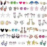 Colorful Charms: 33-Pair Hypoallergenic Earrings for Sensitive Ears with Stainless Steel Post -Assorted Cute Stud Earring Set