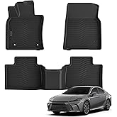 Auxko All Weather Floor Mats Fit for Toyota Camry 2025 2026 Include Hybrid LE/SE/XLE/XSE TPE Liners Camry Accessories All Season Guard Odorless Anti-Slip Floor Mats Black