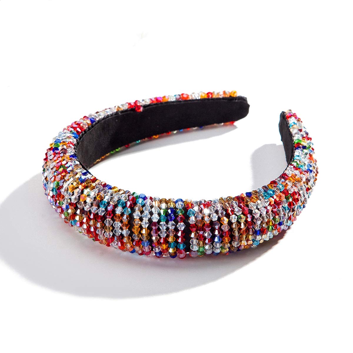 Fashion Headband for Women Crystal Black Padded Beads Sparkle Head Band Design Bridal Elegant Wedding Headwear Wide Hairbands For Girl : Beauty
