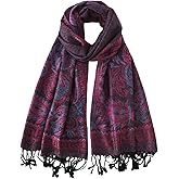 Paisley Pashmina Rave Shawl Scarf-Women's Reversible Ethnic Jacquard Pashmina Wraps for Travel
