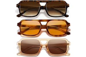 kunchu Retro Square Sunglasses for Womens Men - Trendy Vintage Aviator Sun Glasses UV400 Protection