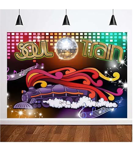 DOTOOMA Soul Train Disco Party Banner - 118" X 20" Neon Light Retro Door Wall Decoration For 70s 80s Theme