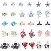 Craftdady Ocean Beach Enamel Charms for Jewelry Making Colorful Summer Alloy Dangle Pendants Assorted Bracelet Charms for Earring Necklace Making Crafting