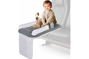 SITTINA Toddler Airplane Bed - Inflatable Baby Airplane Bed for Toddler with Safety Belt, Travel Bag, Air Pump, Fast-Inflating Valves, Cup Holder, Safety Bumper, Fits All Seats, Seat Extender for Kids