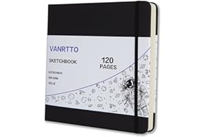 VANRTTO Hardcover Square Sketch Book, 120lb/200GSM Sketchbook Thick Drawing Paper for Marker Watercolor Pencil Mixed Media, Premium Drawing Notebook, Art Journal, 60 Sheets/120 Pages 8x8 Inch Sketch Pad