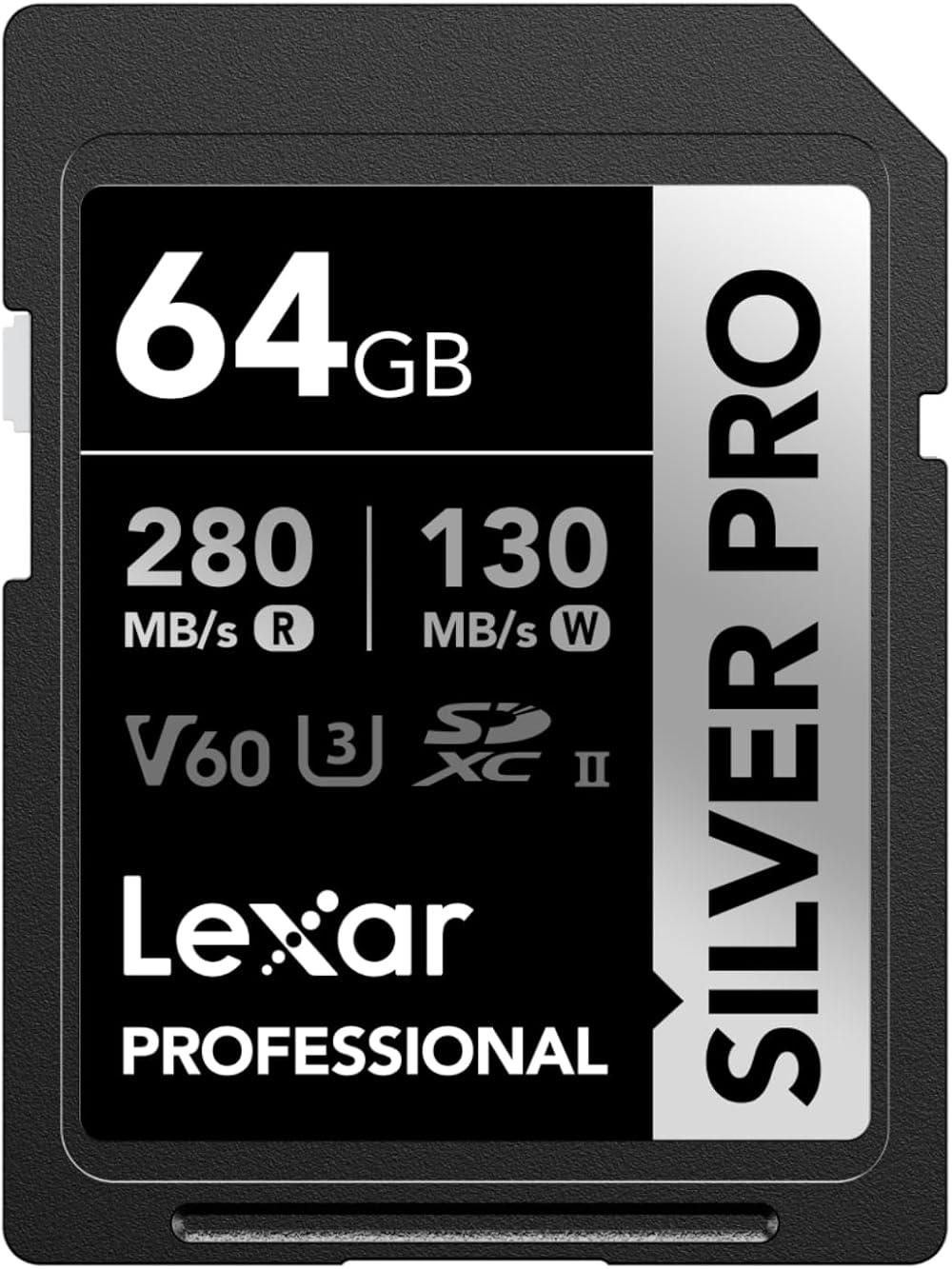 Lexar Silver Pro SD Card 64GB UHS-II V60 U3 C10 SDXC Read 280MB/s