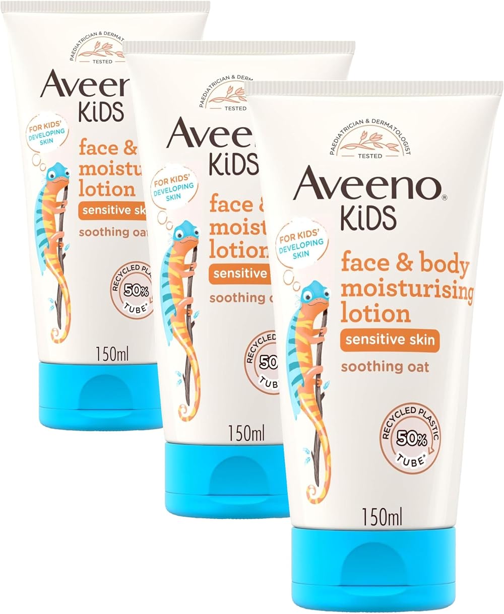 Aveeno Kids Moisturising Face & Body Lotion 3 x 150ml Non-Greasy