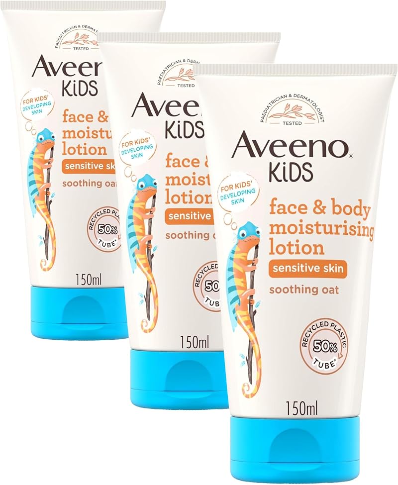 Aveeno Kids Moisturising Face & Body Lotion 3 x 150ml Non-Greasy