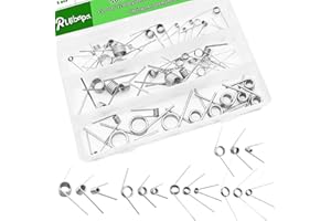 Ruibapa 50Pcs Torsional Springs Assortment Kit 15 Sizes 304 Stainless Steel,45/90/120 Degree for Home Repairs & DIY Springs Assortment