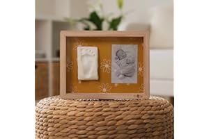Petit Artichaut Classic Frame with Baby Imprint Kit (Daisy Ochre) – Reversible Background, Hypoallergenic Clay, Roller – Wall