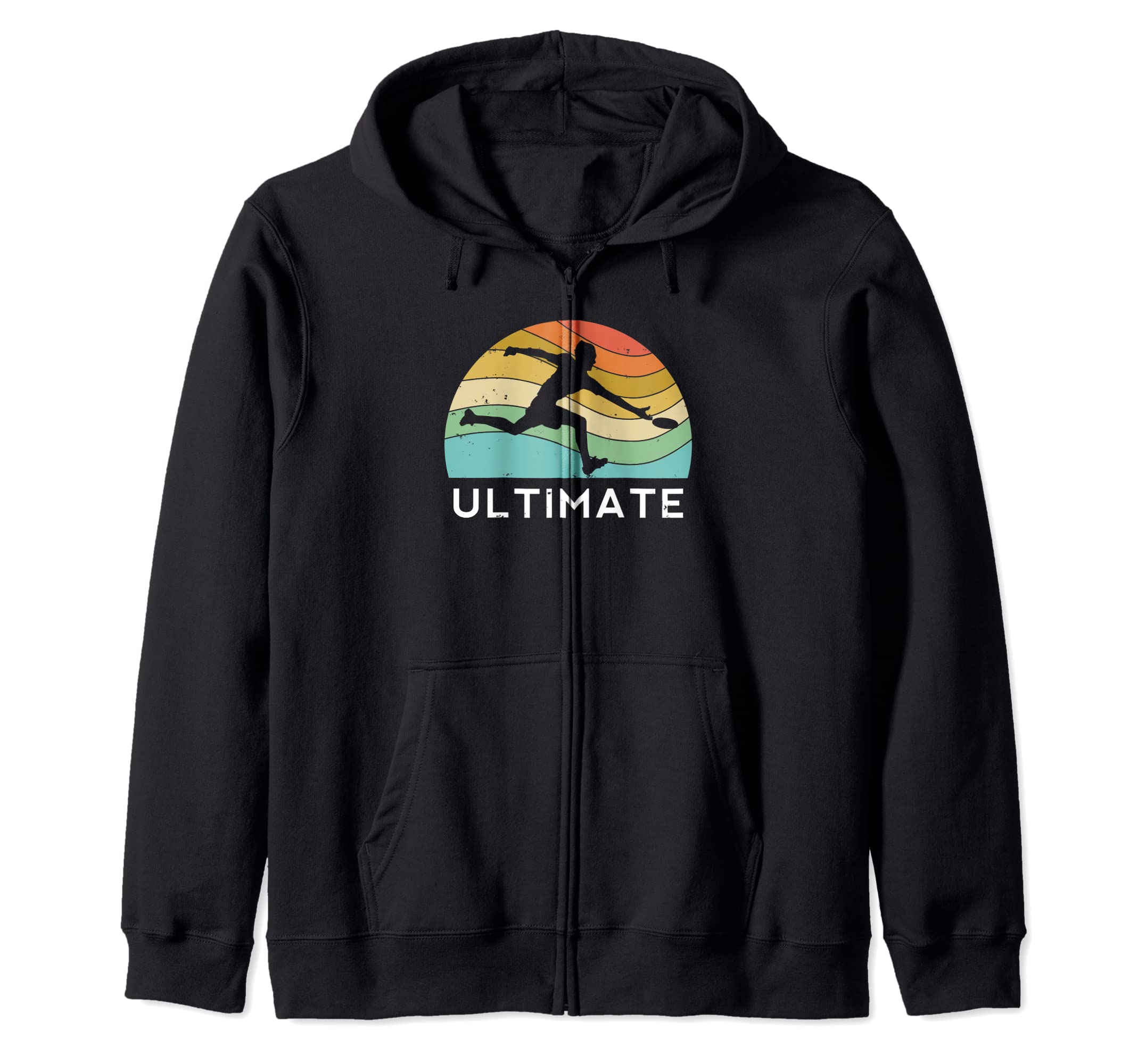 Ultimate Frisbee Retro Player Men Women Flying Disc Throwing Zip Hoodie