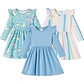 PATPAT Multipack Girl Toddler Dresses Sleeveless Flamingo Striped Toddler Casual Dresses