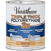 Varathane Triple Thick Polyurethane Matte Wood Finish | One Coat Protection, Self-Leveling Formula, Scratch And Stain Resistance, Crystal Clear Finish, Quart