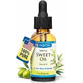 De La Cruz Sweet Oil, Ear Oil, Natural Ear Wax Softener, 1 fl. oz (30 mL) | 100% Pure Olive Oil NF Grade, Earwax Softener, Gentle and Safe Ear Care for the Whole Family, with Dropper, Bottled in USA