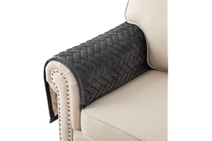 Eismodra Armrest Couch /Sofa /Backrest Covers,Anti-Slip Armchair Slipcovers for Dogs Cats Pet Loveseat Recliner Leather L Shaped,Dark Gray 28 x 28 Inches (Only 1 Piece)