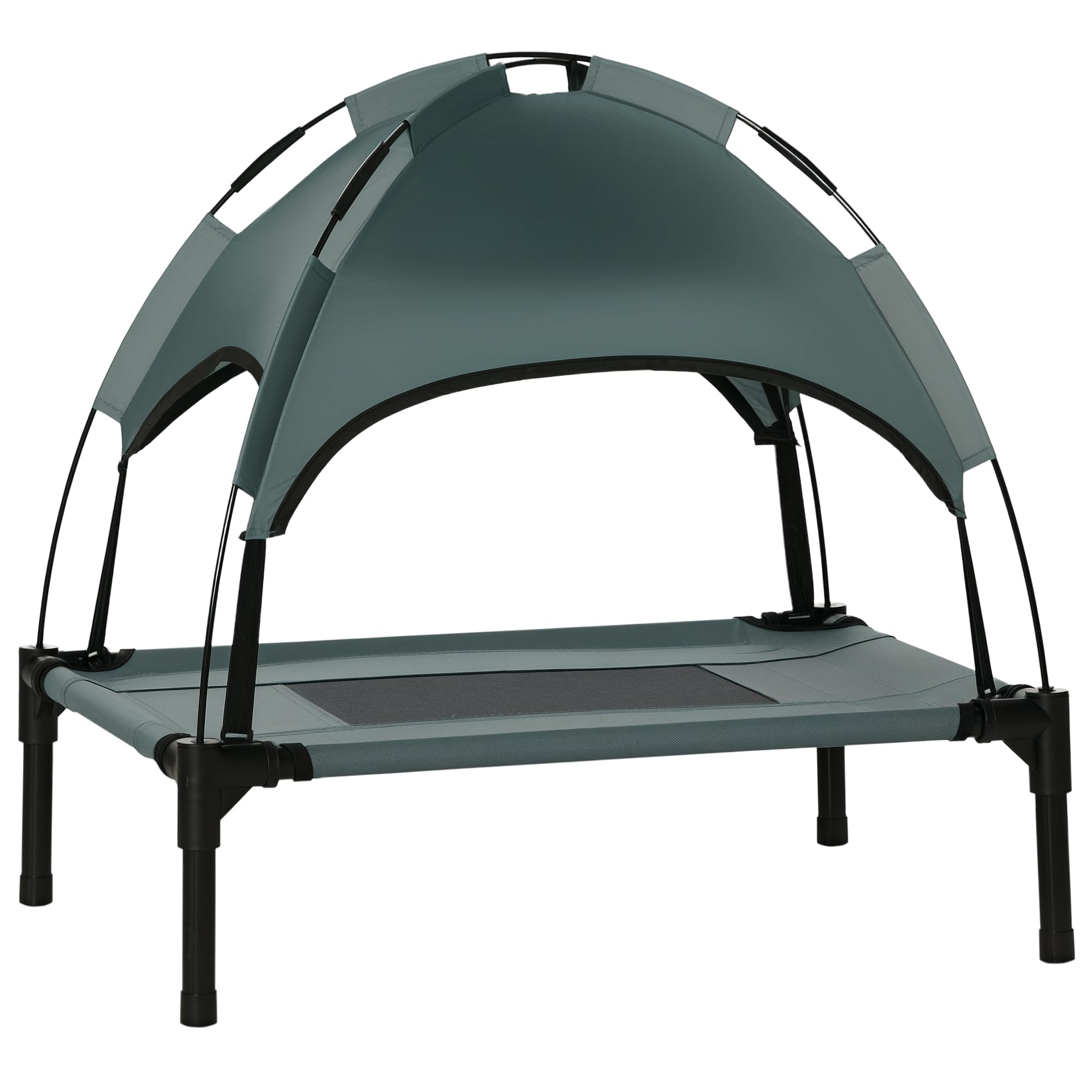 PawHut 61cm Elevated Dog Bed Cooling Raised Pet Cot UV Protection Canopy Grey — image 1