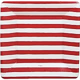 Caspari Red and White Stripe Square Paper Salad & Dessert Plates - Pack of 8
