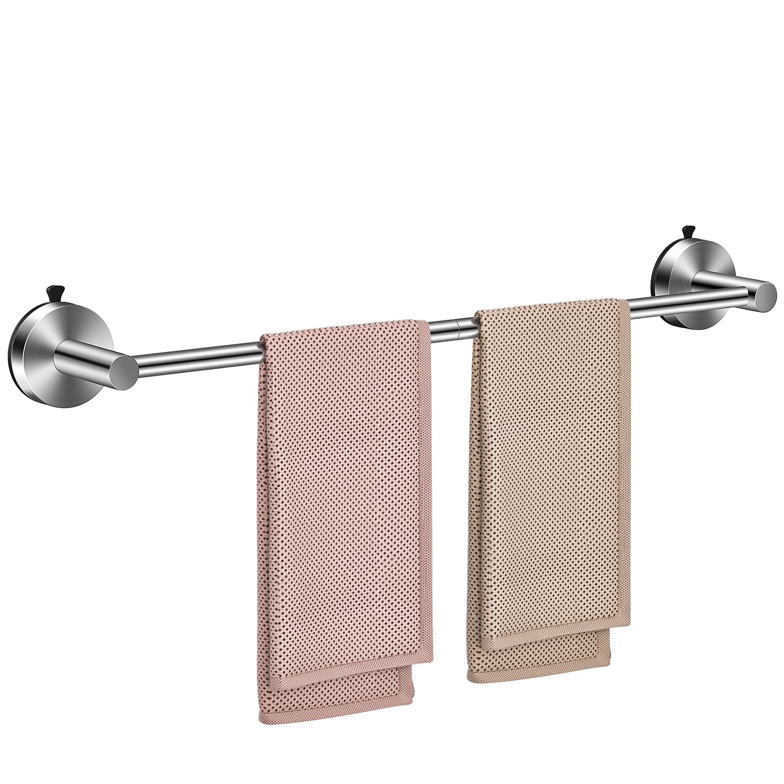 ANMEISH Suction Cup Towel Rail 60CM for Bathroom,SUS304 Stainless Steel Tea Towel Holder Wall Mounted,Single Vacuum Hand Towel Bar,Towel Rack No Drilling for Shower Kitchen (Silver)