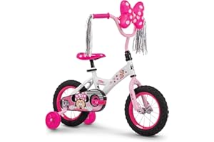 Huffy Disney Girls' Bikes, 12/16 Inch Sizes, Ages 3+ Years Old, Disney Princess, Minnie Mouse, Frozen Bicycles, Characters, Removable Training Wheels, Streamers, Easy Assembly, Durable, Safe