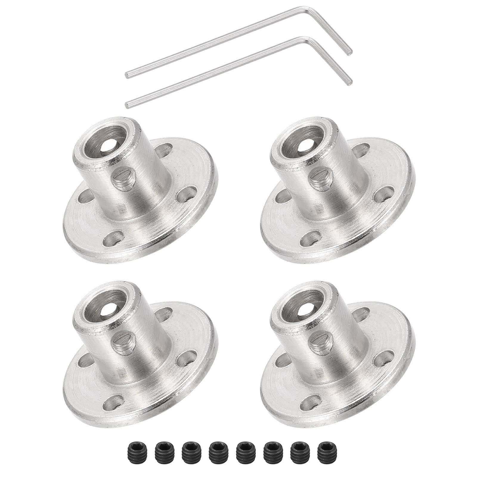 DMiotech 4 Pack 6mm Flange Coupling Connector Rigid Guide Shaft Support Coupler Shaft Coupling with M1.5 Hex Wrench and Screws for DIY RC Model Motors