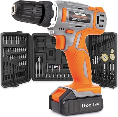 Terratek 18V Cordless Drill Driver 89Pc Kit LED Light Carry Case