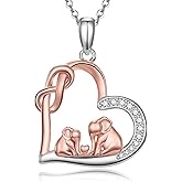 CHIC & ARTSY 925 Sterling Silver Good Luck Elephant Pendant Necklace Mother Lovely Animal with Loving Heart Necklace Fine Jewelry for Women Mom Wife Cable Chain 18"-20'' Inches