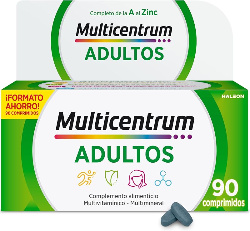 Multicentrum Multivitamínico e Suplemento Dietético Multimineral para Adultos e Adolescentes, Sem Glúten, 90 Comprimidos