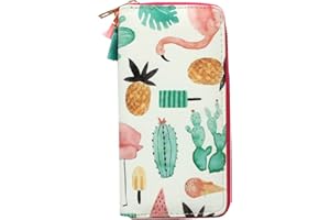 Timlee Cute Rainbow Unicorn Long Wallets Long Purse Cartoon Flamingo Wallet for Girls Women(Cactus B)