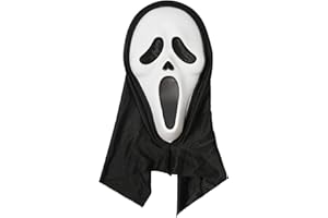 Udekit Scary Horror Ghost Mask with Bloody Toy Knife Halloween Scream Cosplay Costume