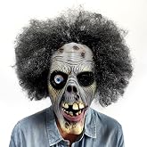 ZDOVLZZPON Zombie Latex Halloween Mask with Hair, Scary Undead Face Costume for Men, Masquerade