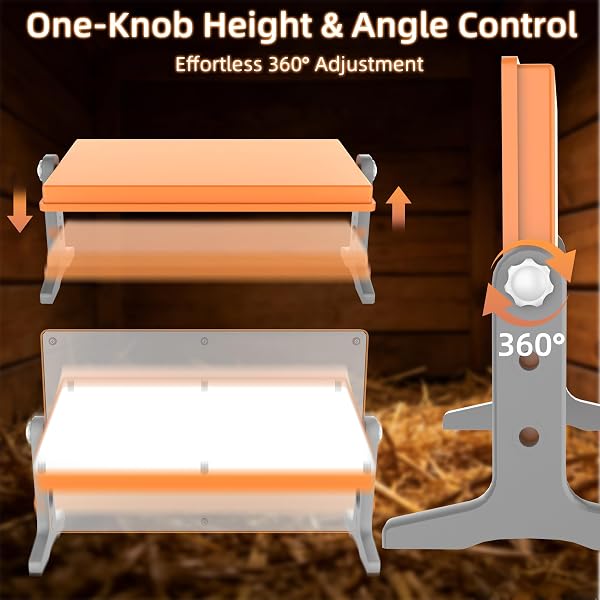 CHICK BROODER HEATER PLATE – 12″ X 8″ ADJUSTABLE HEIGHT & TEMPERATURE POULTRY WARMER FOR UP TO 10 CHICKS, BROODER HEATING PLATE FOR CHICKS AND DUCKLINGS, ORANGE