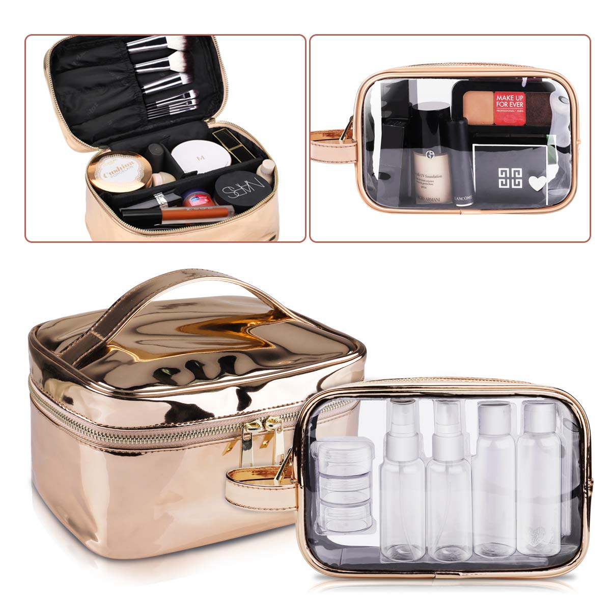 Makeup Bags for Women, Morpilot Portable Travel Cosmetic Bags Organizer with Compartments- Makeup Bag Toiletry Wash Bag Case with Sub-Bottle