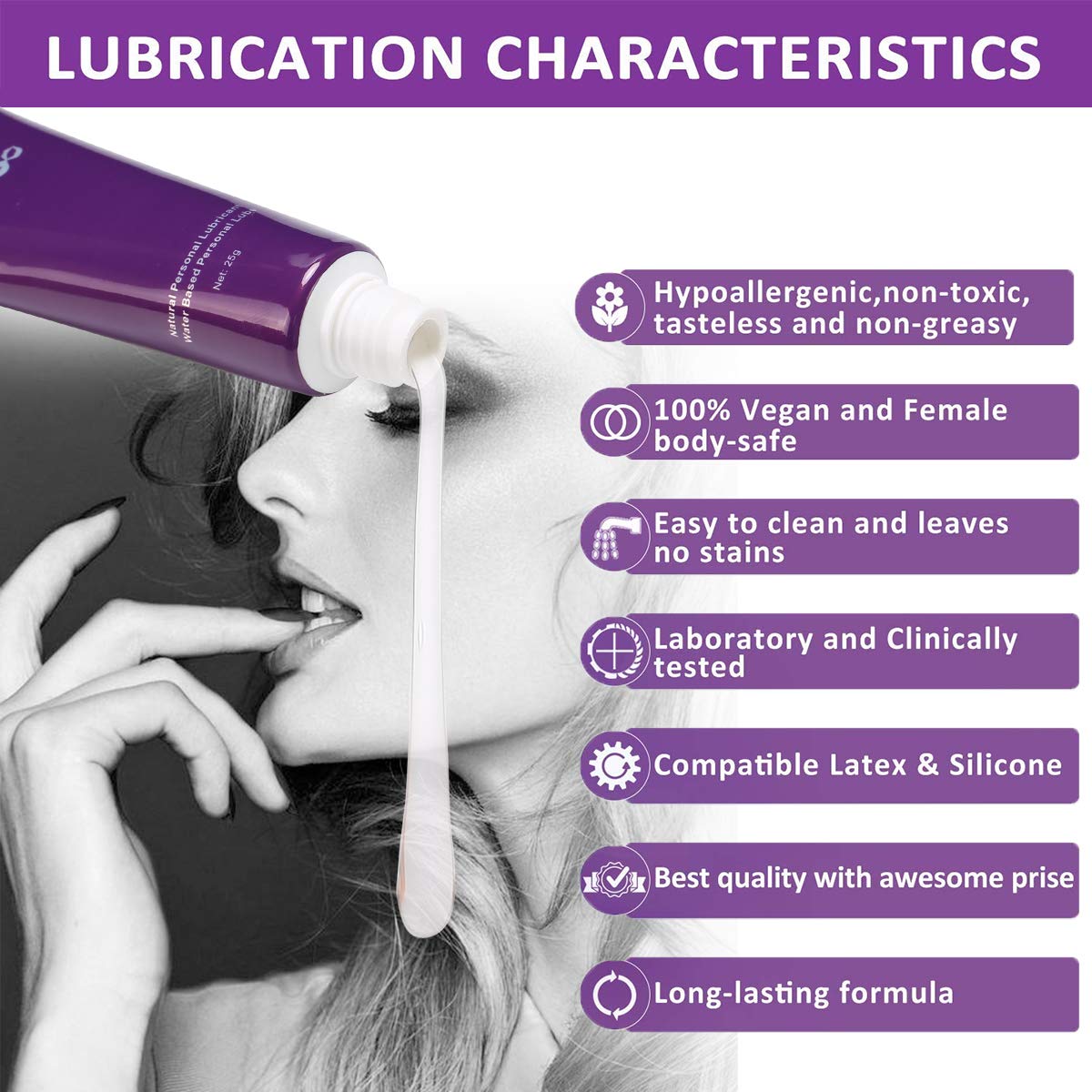 ACVIOO Water-Based Personal Lubricant, Super Slick Long Lasting Natural Wet Lube and Moisturizer for Lovers & Couples Size 25g (Pack of 6)