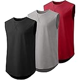 JMIERR Mens 3 Pack Cotton Tank Top Hipster Hip Hop Longline Crewneck Sleeveless Shirts