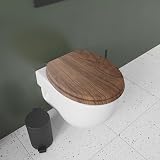 Croydex Soft Close Wooden Toilet Seat Walnut with Black Hinges view 7
