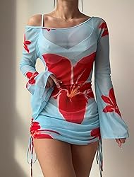 ZAFUL Womens Swimsuit Cover Up Dress Off Shoulder
