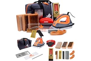 RaceWax Elite Ski and Snowboard Tuning and Waxing Kit - Complete with Waxing Iron, Angled Edge Tuner, Universal Temperature Wax, Edge Tools, Base Repair Tools, and Cordura Travel Bag - (PC-7909)