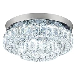 HOPGGIE 11.8" 2-Tier Crystal Chandelier LED Ceiling