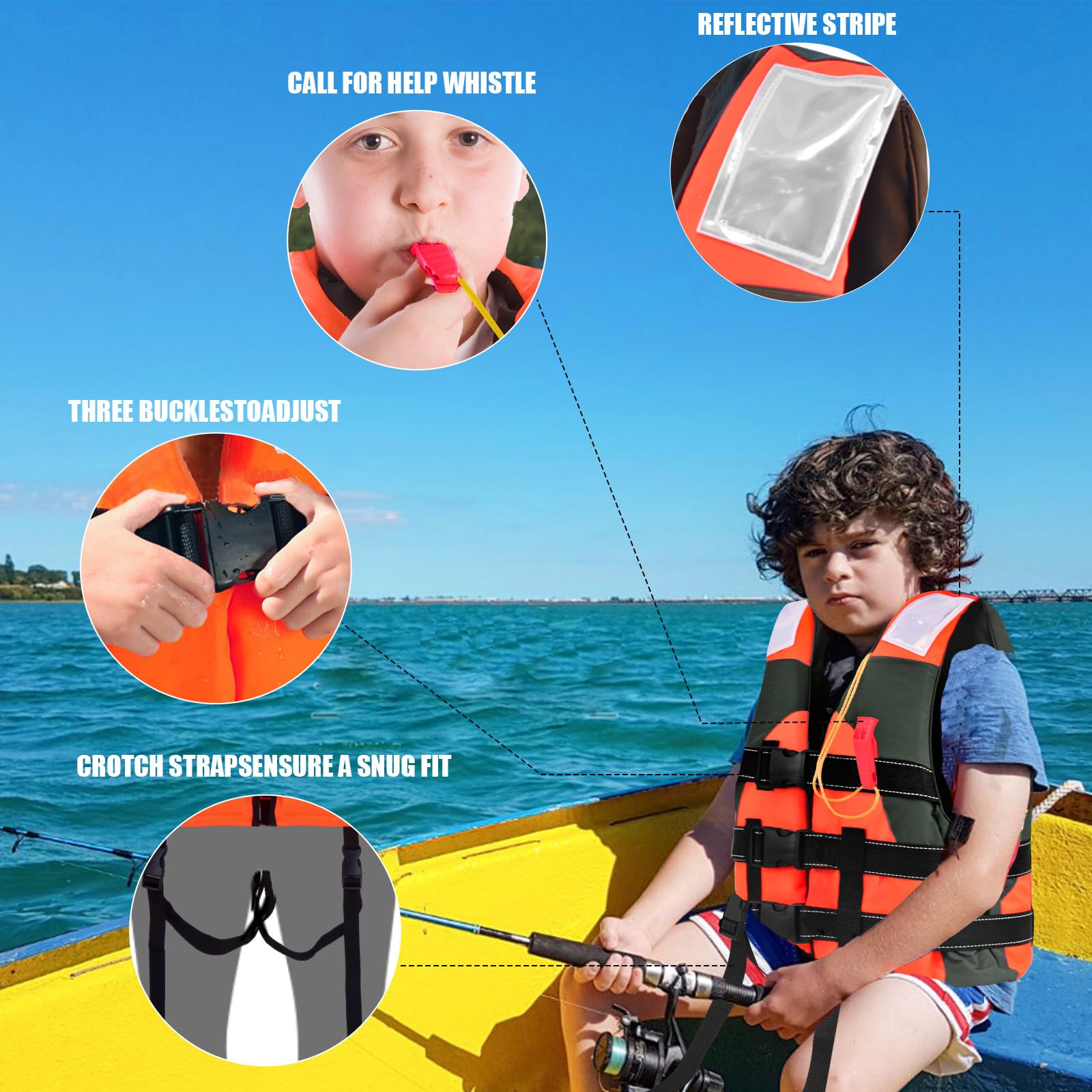 Schwimmweste für Kinder, ideale Schwimmhilfe für Jungen und Mädchen, Schwimmen Jacke mit Einstellbare Sicherheits Straps, Schwimmweste für Wassersport 4