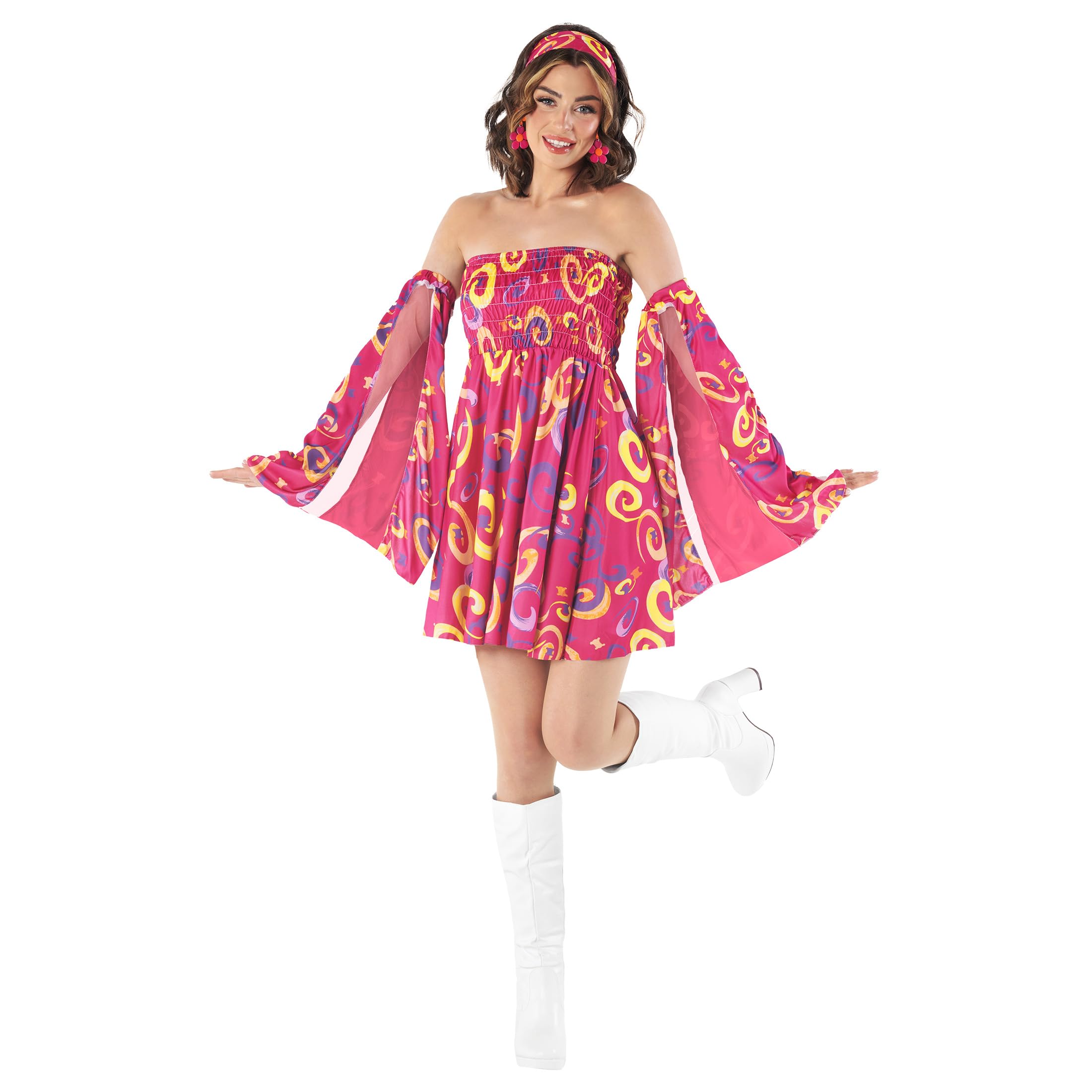 Photo 1 of fun shack Go Go Girl Costume Women Disco Dress, 70s Gogo Outfit for Women, Retro Party Wear, Fun Dance Attire, XX-Large
