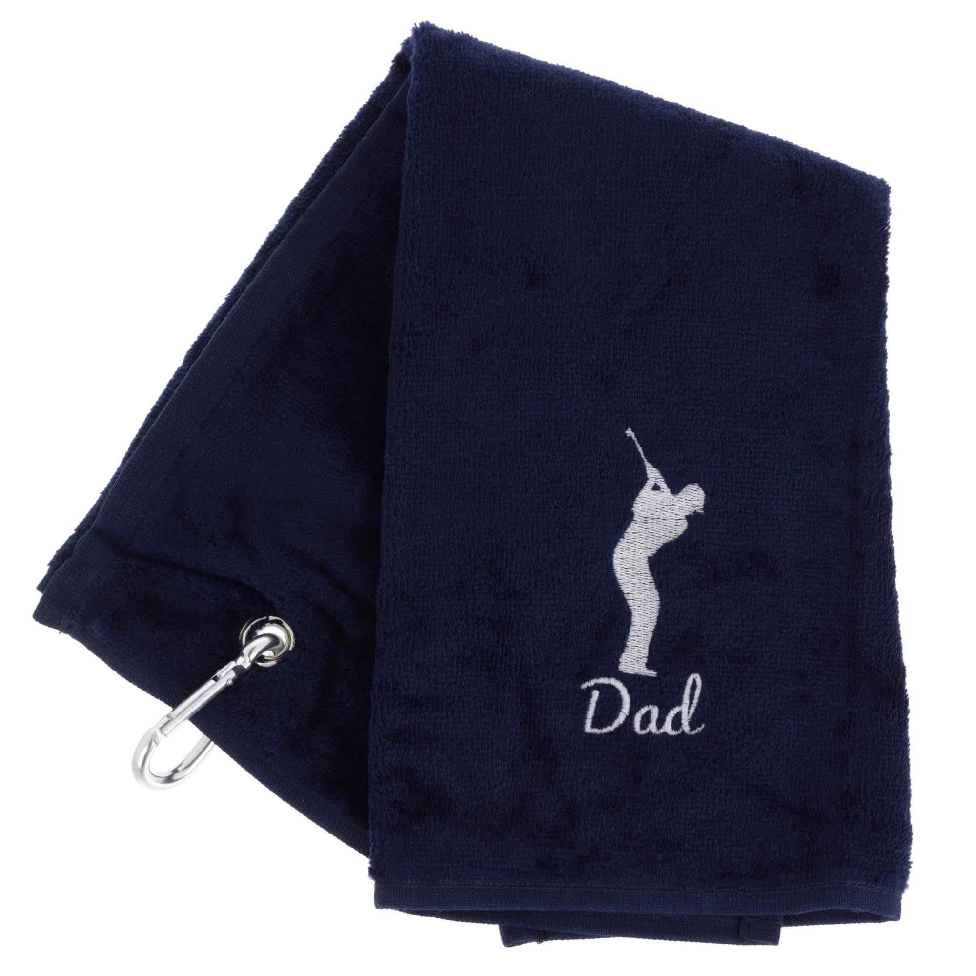 Always Looking Good Golf Towel for Dad Navy Luxury Velour 50cm x 40cm Custom Embroidered Golf Towel with Carabiner Clip Gift- Golf Gifts for Dad