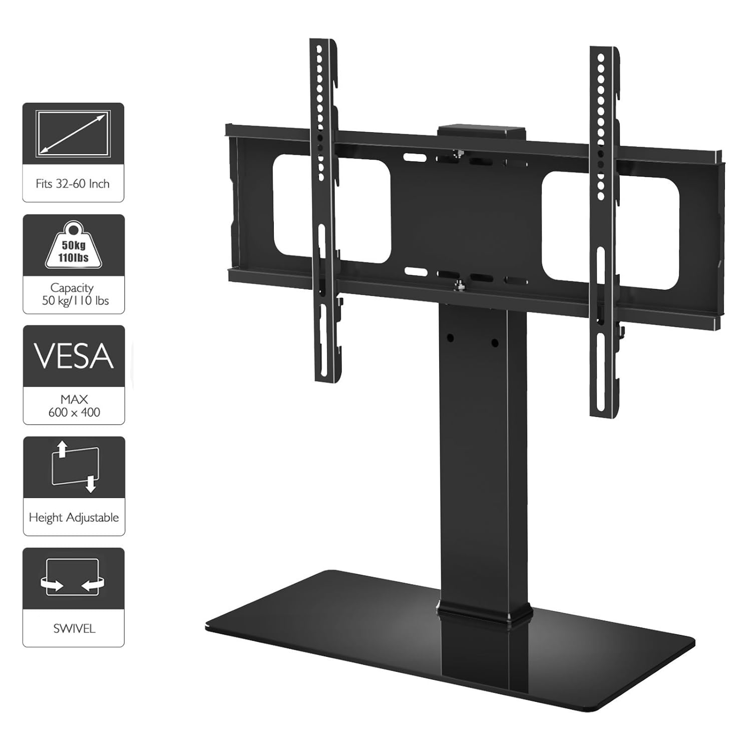 1home Table Top Pedestal TV Stand for 32" 60" LCD/LED/Plasma TVs