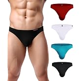Avidlove Mens Bikini Underwear Low Rise Briefs Microfiber Underpants 4 Pack | 3 D pouch, low rise cut, full coverage, soft, breathable, seamless, virtually imperceptible to wear, modal &amp; ice silk fabric