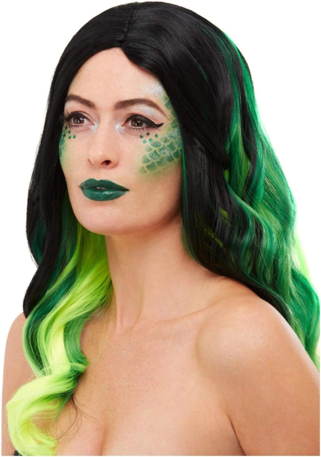 Smiffys Make-Up FX, Reptile Aqua Kit, Green Facepaints, Stencil, Gems, Glitter & Applicators, Cosmetics and Disguises Fancy Dress, Animal Dress Up Cosmetics & Disguises.