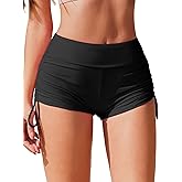 AI'MAGE Womens 3" Swim Board Shorts High Waisted Bathing Suit Bottoms Boy Shorts Adjustable Ruched Side Bikini Shorts S-XXL