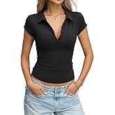EasyGala Womens Cotton Polo Shirts Summer Going Out Tops Cap Sleeve Collared V Neck Tee Business Casual Outfits 2026