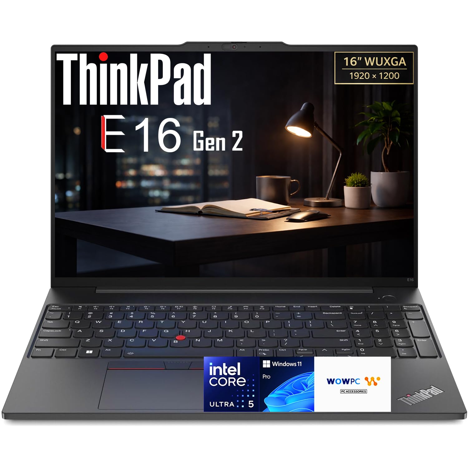Lenovo ThinkPad E16 Gen 2 Business Laptop, Intel Core Ultra 5 125U, 16" WUXGA Display (1920x1200), 64GB DDR5 RAM, 1TB SSD, WiFi 6, Fingerprint Reader, Ethernet, Windows 11 Pro, WOWPC Recovery USB